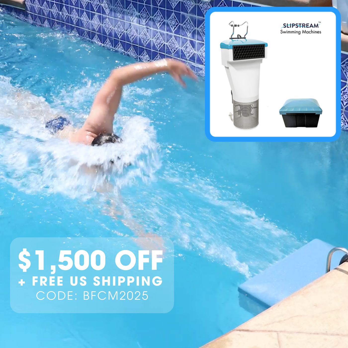 Slipstream™ Performance - Portable Swim Machine | Up To 1:20 Hundred Yard Pace