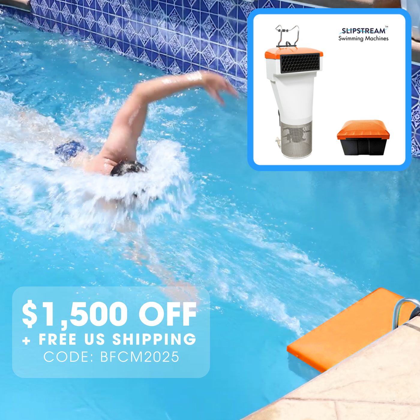 Slipstream™ Performance - Portable Swim Machine | Up To 1:20 Hundred Yard Pace