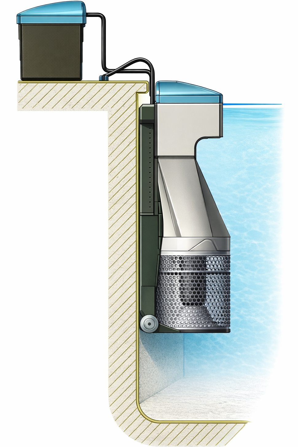 Recessed Pool Filter Designed to fit most existing in-ground pools.